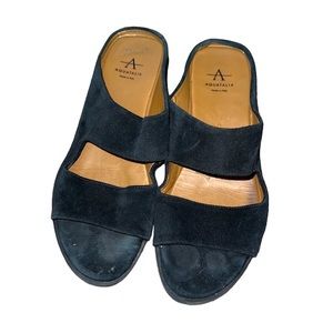 Aquatalia Abbey Two Strap Suede Leather Slide Sandals